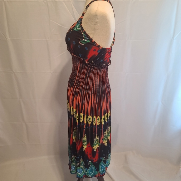 Renegade club bohemian multi colored criss crossback strap dress size small - Picture 4 of 7